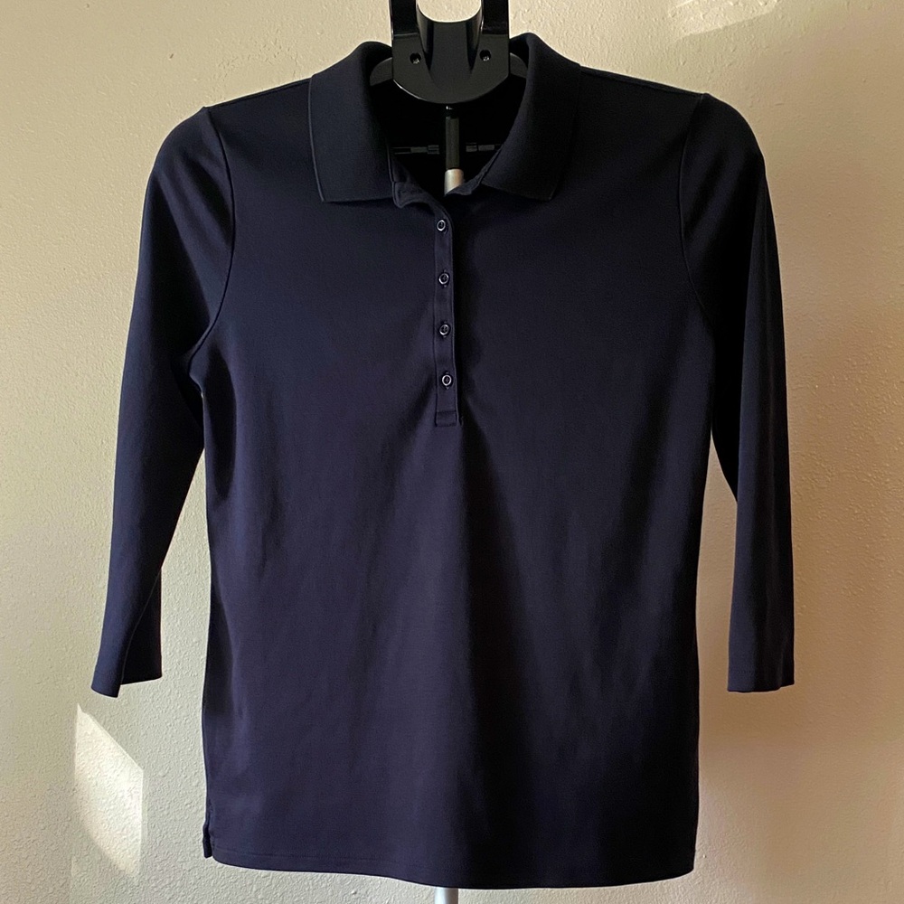 Lands' End Women's 3/4 Sleeve Supima Cotton Polo Shirt MT